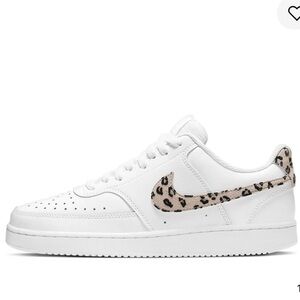 👟 Nike Court Vision Low Women’s Sneakers – White w/ Leopard Swoosh 👟